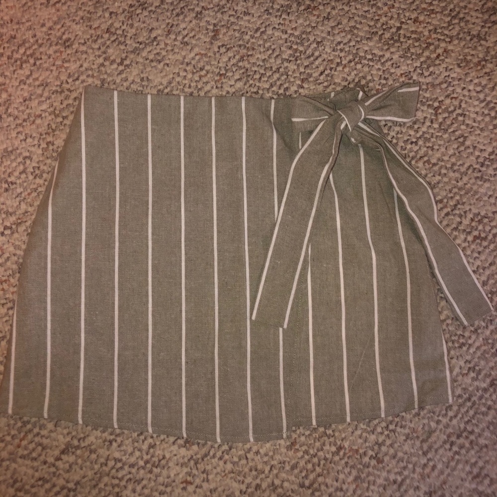 Forever 21 green and white striped wrap skirt!